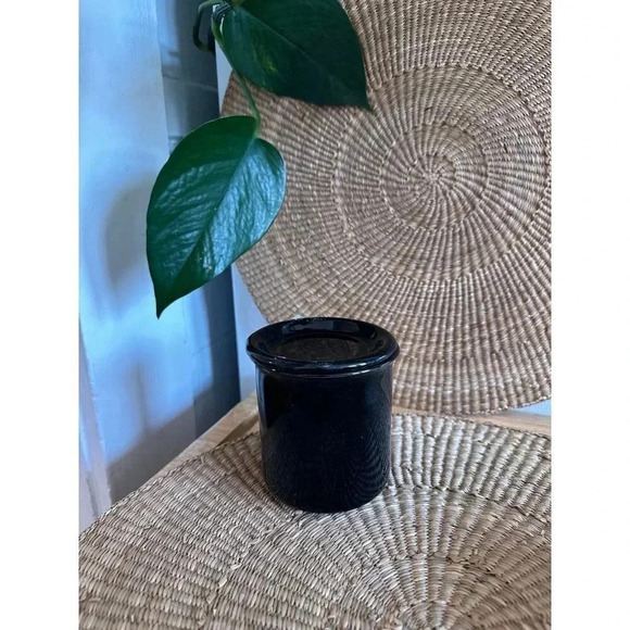 Crown Corning Japan Black jar with lid - Picture 1 of 8